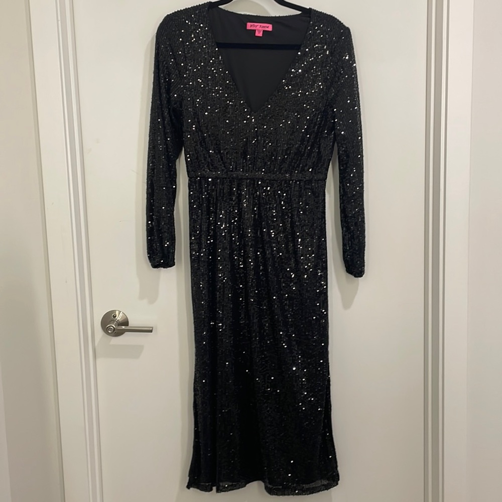 Black sparkly midi dress